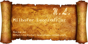 Milhofer Leonidász névjegykártya